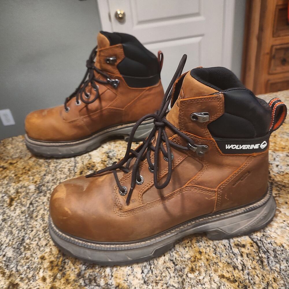 Wolverine Brown Leather Work Boots Size 10M Stock No. W241023 - Picture 13 of 14